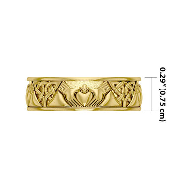 A love to last a lifetime ~ Celtic Knotwork Claddagh 14K Solid Gold Ring GTR3355 - Jewelry
